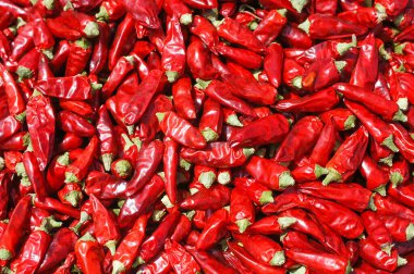 Nduja 'nın hazırlanması için Calabrian baharatlı biberi havada kurutuldu.