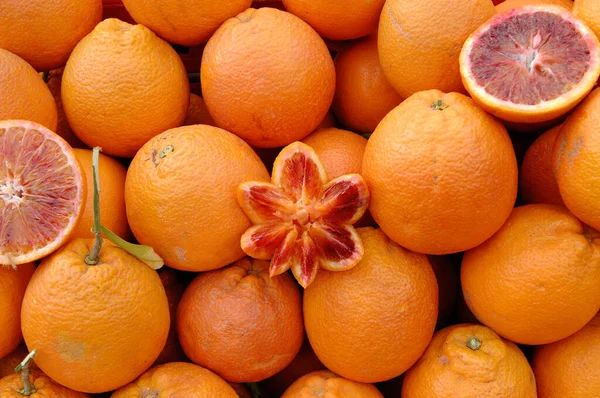 Sicilian Blood Oranges Typical Fruit Catania Area Grown Flat Area — Stock Photo, Image