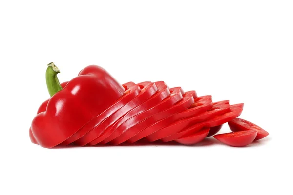 Sliced red paprika isolated on white background — Stock Photo, Image