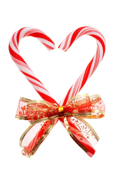 Candycanes with Red Bow (terisolasi ) — Stok Foto