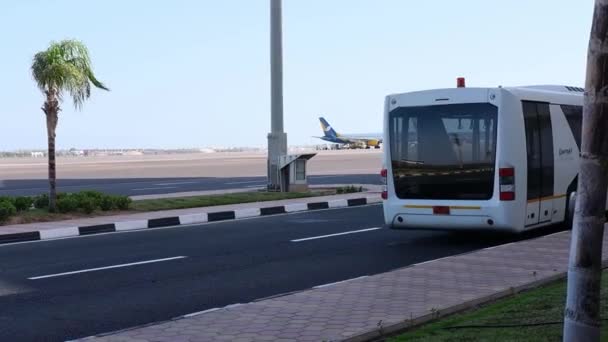 Autobusem na letišti pro přepravu lidí na letadlo.Sharm El Sheikh — Stock video
