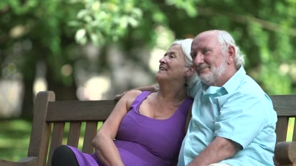 Ηλικιωμένο ζευγάρι στο πάρκο — Αρχείο Βίντεο