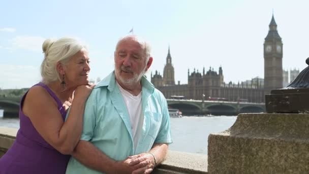 話している年配のカップル — ストック動画