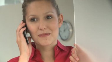 Cep telefonu kullanan iş kadını