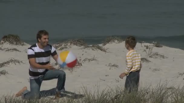 Ojciec i syn rzucanie piłki — Wideo stockowe