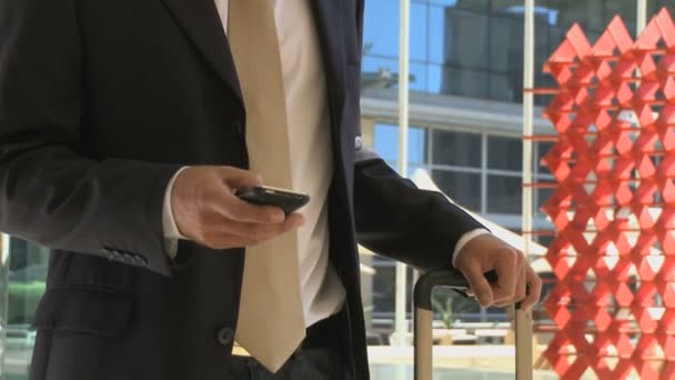 Homme d'affaires utilisant un téléphone portable — Video