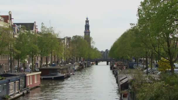 Prinsengracht Amsterdam-kanalen – stockvideo