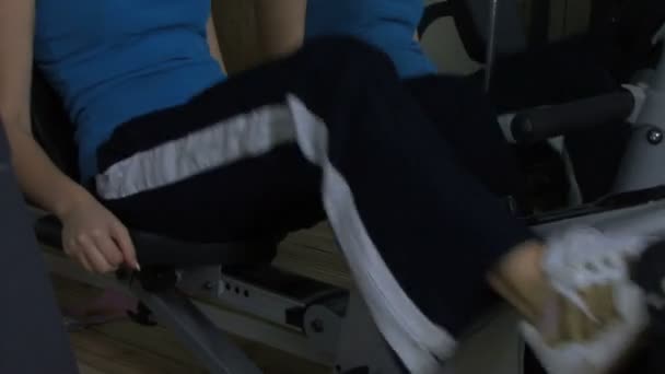 Woman exercise bike — Stock Video