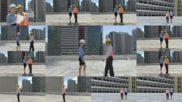 Animation of construction workers — Stock Video