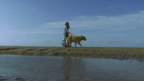 Niño y niña caminando — Vídeo de stock