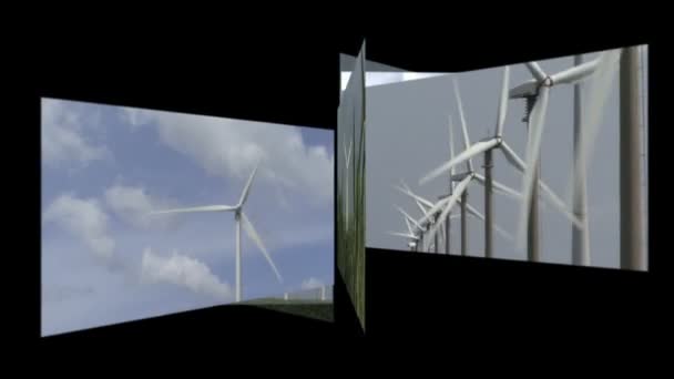 Karusellen av vindkraftverk — Stockvideo