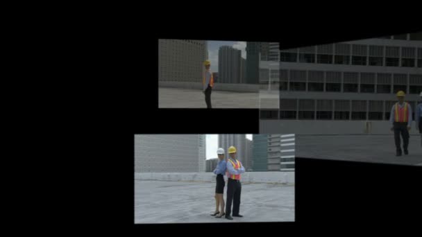 Animatie van werknemers in de bouw — Stockvideo