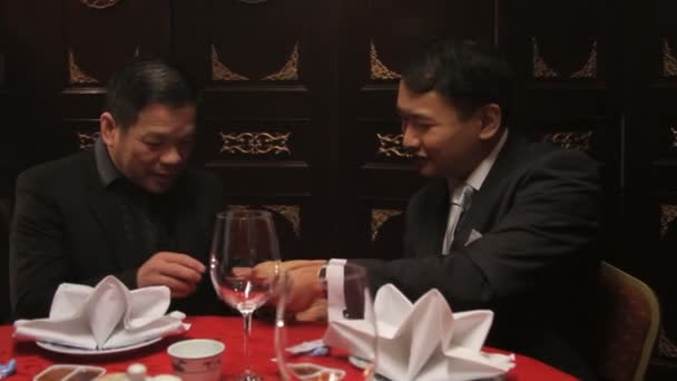 Businessmen on business lunch — Stock Video