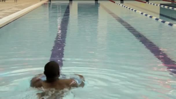 Masculino nadando na piscina — Vídeo de Stock