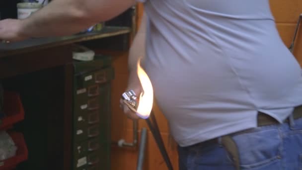 Homme travaillant dans le garage — Video