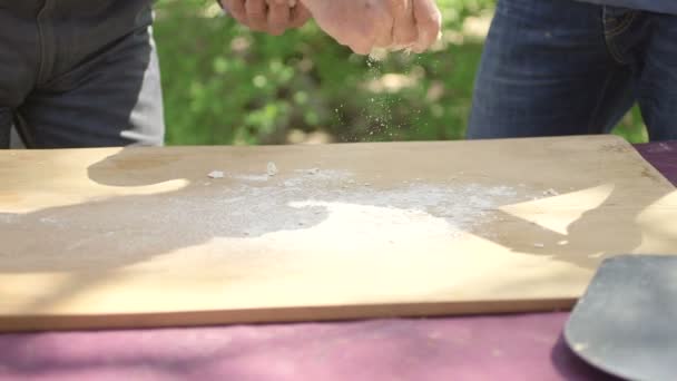 Man preparing dough — Stock Video