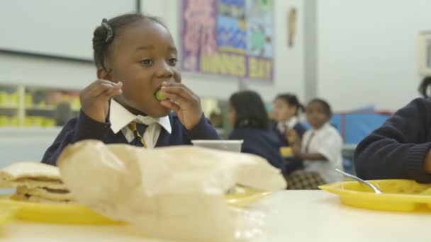 Colegiala en catering — Vídeo de stock