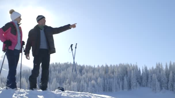 Casal sênior na neve — Vídeo de Stock