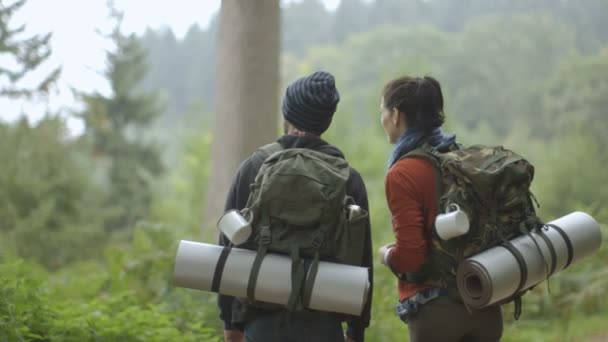 Couple marche à travers le sentier — Video