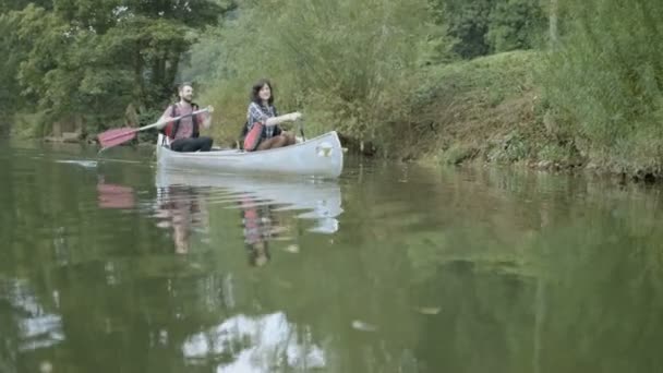 Casal remo barco — Vídeo de Stock