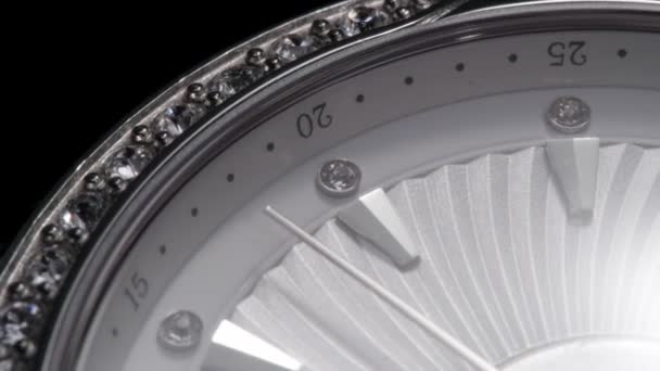 Closeup view of rotating luxury swiss woman watch — Stock Video