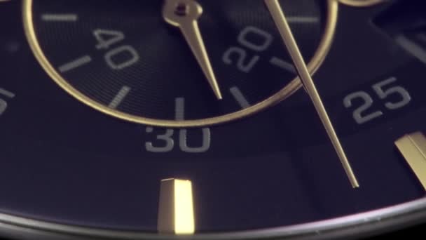 Second arrows running on black swiss watch — Vídeos de Stock