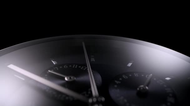 Closeup of rotating swiss dark blue watch — Vídeo de stock