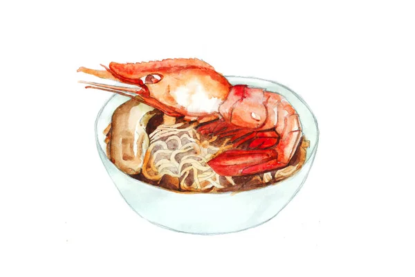 King Prawn Chinese Noodles Food Dish Ramen Asia China Japan — Stock Photo, Image