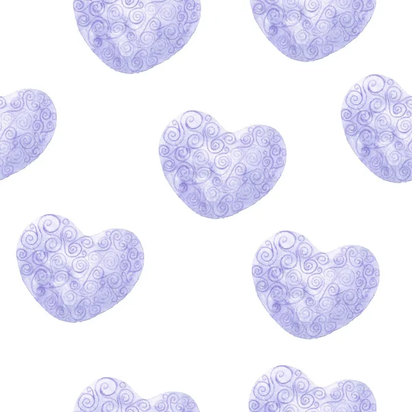 Схема Дня Святого Валентина Сладкий Романтичный Сердце Кудряшками Акварель — стоковое фото