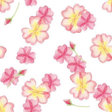 Paskalya için kusursuz bir desen. Pembe çiçekler. Suluboya.