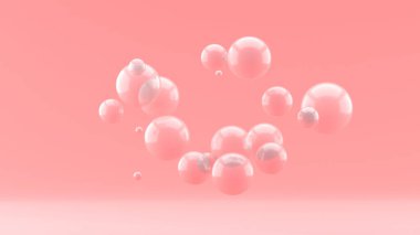 Pembe arka planda şeffaf top yüzüyor..