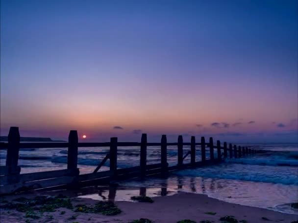 Time Lapse Movie Wschód Słońca Plaży Dawlish Warren Devon Anglii — Wideo stockowe