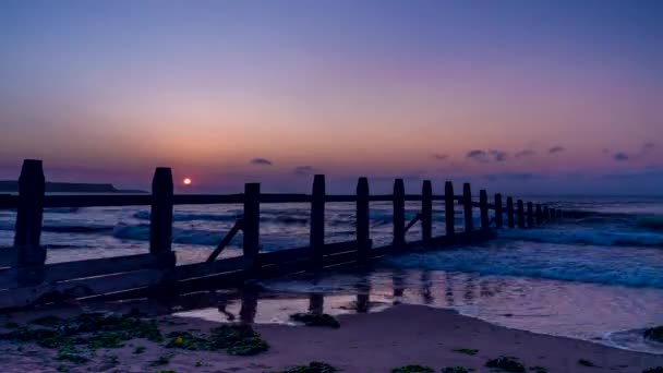 Time Lapse Movie Wschód Słońca Plaży Dawlish Warren Devon Anglii — Wideo stockowe