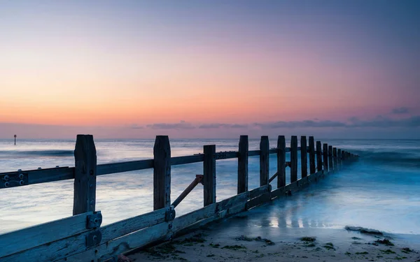 Сонячний Схід Пляжі Доліш Воррен Девоні Англія — стокове фото