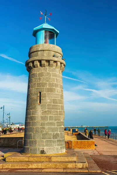 Dlouhodobá Expozice Majáku Teignmouth Lighthouse Devonu Anglii Velké Británii Evropě — Stock fotografie