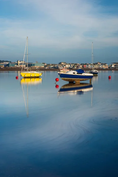Langzeitexposition Von Booten Bei Ebbe Salty Shaldon Teignmouth Devon England — Stockfoto