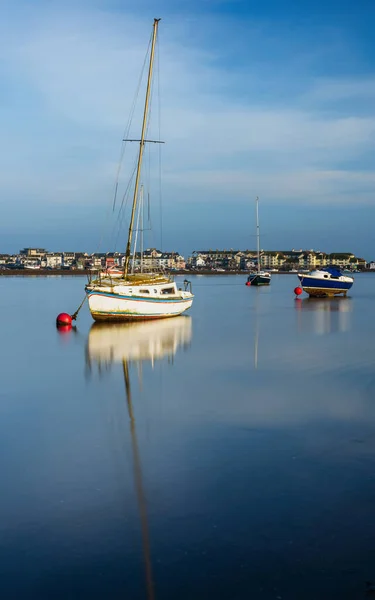 Lunga Esposizione Barche Bassa Marea Salty Shaldon Teignmouth Devon Inghilterra — Foto Stock