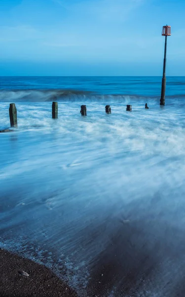 Long Time Exposure Teignmouth Beach Devon England Europe — Stock Photo, Image