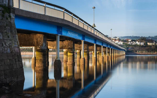 Larga Exposición Del Puente Shaldon Teignmouth Devon Inglaterra Europa — Foto de Stock