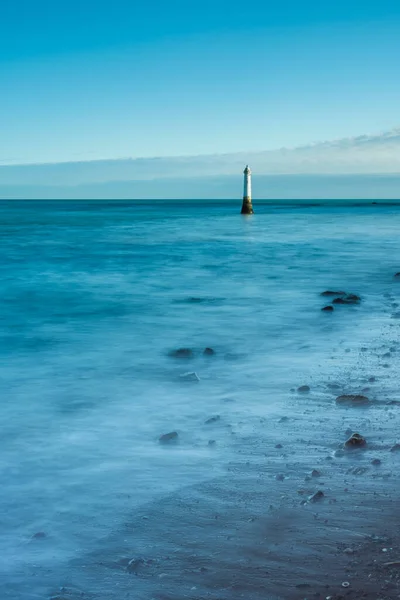 Langzeitexposition Des Leuchtturms Bei Flut Shaldon Devon England Großbritannien Europa — Stockfoto