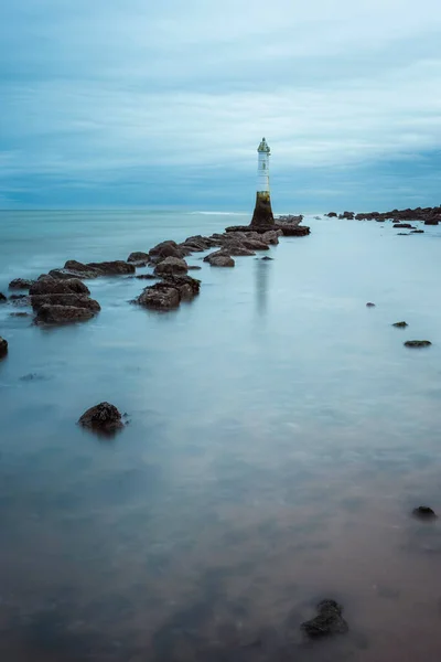 Long Time Exposure Lighthouse Low Tide Shaldon Devon England Europe — Stock Photo, Image