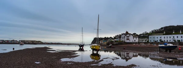 Larga Exposición Barcos Marea Baja Salty Shaldon Teignmouth Devon Inglaterra — Foto de Stock