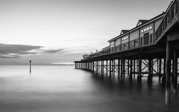 Długi Czas Ekspozycji Grand Pier Teignmouth Devon Anglii Europa — Zdjęcie stockowe