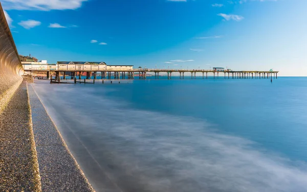 Μακροχρόνια Έκθεση Του Grand Pier Στο Teignmouth Στο Devon Της — Φωτογραφία Αρχείου