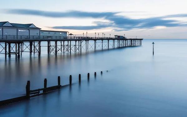 Východ Slunce Při Dlouhodobé Expozici Velkému Molu Teignmouthu Devonu Anglii — Stock fotografie