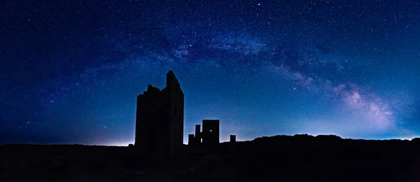 Panorama Vintergatan Över Wheal Coates Tin Mine Agnes Cornwall England — Stockfoto