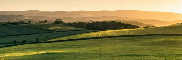 Закат Над Полями Berry Pomeroy Village Девон Англия Европа — стоковое фото