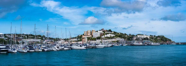 Panorama Över Dramitic Sky Över Torquay Marina Torquay Devon England — Stockfoto