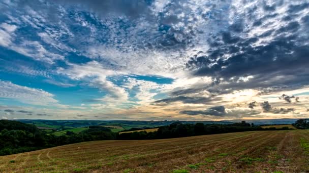 Západ Slunce Nad Poli Time Lapse Movie Berry Pomeroy Village — Stock video