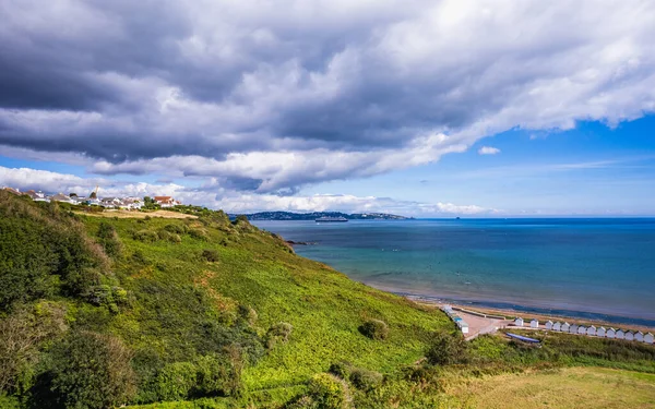 Falésias Sobre Broadsands Beach Drone Paignton Devon Inglaterra Europa Fotografias De Stock Royalty-Free